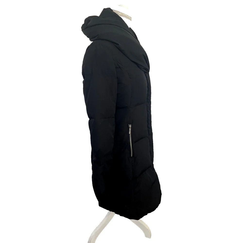 Michael Kors Women's Petite Small Black Down Puffer Coat Hooded Packable Parka